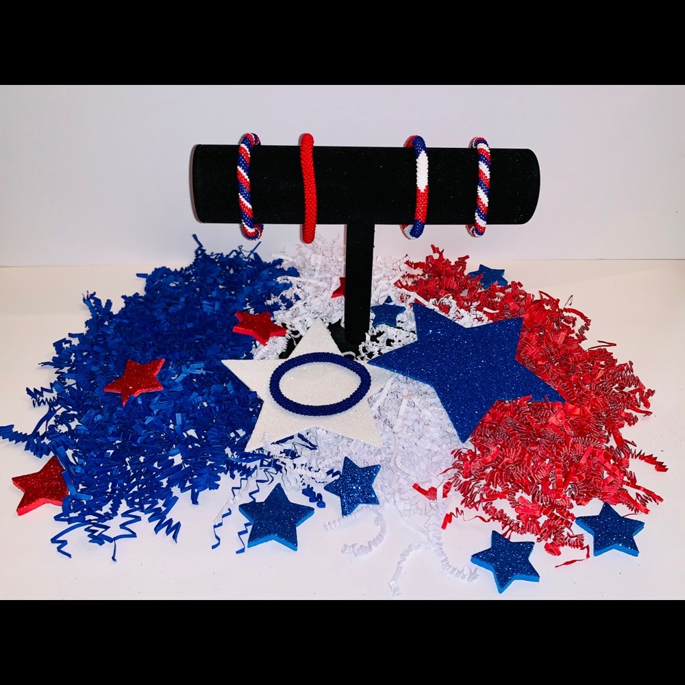 Red/white/blue Nepal bracelets